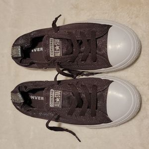 Plum/purple sparkly girls converse